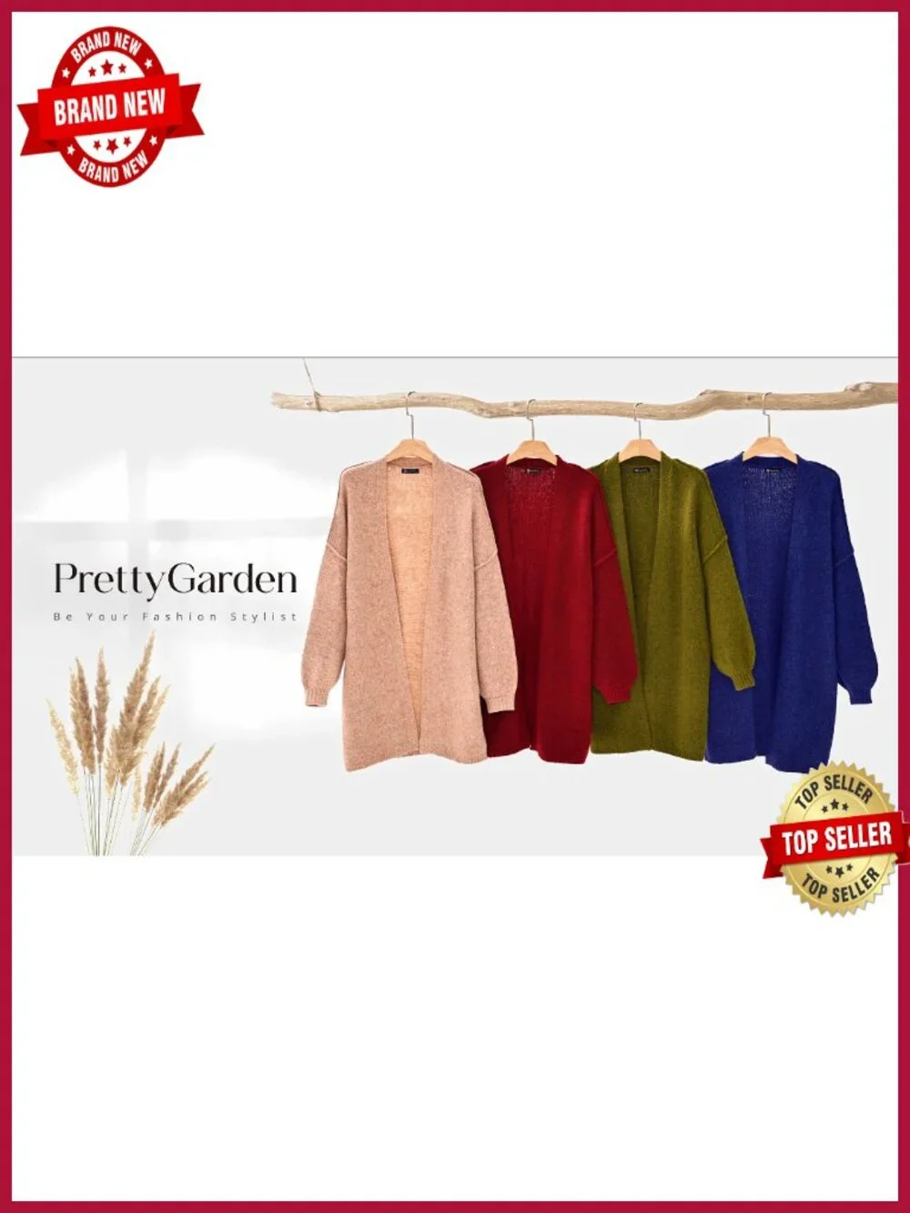 Oversized Long Cardigan Knit Polyester Blend Open Front V-Neck_6